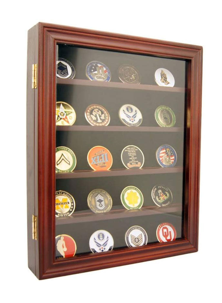 LARGE Pin Medal Display Case Shadow Box Wooden Display Case, with Acrylic  Door, (Cherry Finish) 