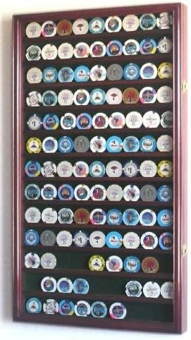 Very Large Challenge Coin Display Case in Cherry Wood Finish The