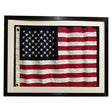 Framed Real Cloth Cotton Embroidered American Flag, USA Flag in Shadow Box Modern Frame