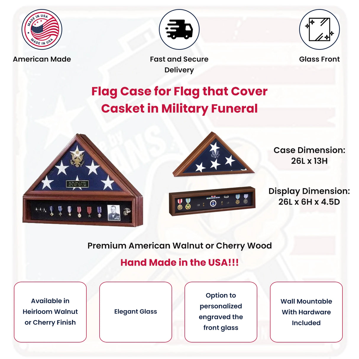 Flag Case for Flag that Cover Casket in Military Funeral