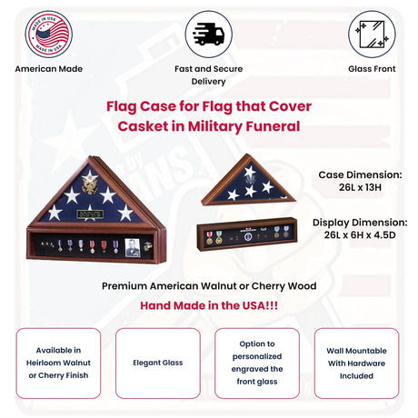 Flag Case for Flag that Cover Casket in Military Funeral, , The Military Gift Store, Burial Flag Cases