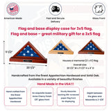 Flag and base display case for 3x5 flag, Flag and base – great military gift for a 3x5 flag, Flag and pedestal display case