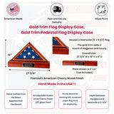 Gold Trim Flag Display Case, Gold Trim Pedestal Flag Display Case, Pedestal and Flag Case, , The Military Gift Store, AMERICAN FLAG CASES