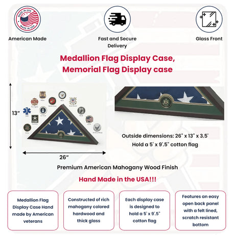 Medallion Flag Display Case, Memorial Flag Display case., , The Military Gift Store, Medallion Flag Display Case