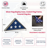 Silver Flag Display Case, Casket Flag Frame, Funeral Flag Box