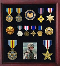 Display Case Cabinet Shadow Box for Military Medals, Pins, Patches,  Insignia, Ribbons