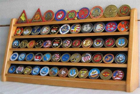 5 Rows Challenge Coin Holder Display Stand Solid Wood The