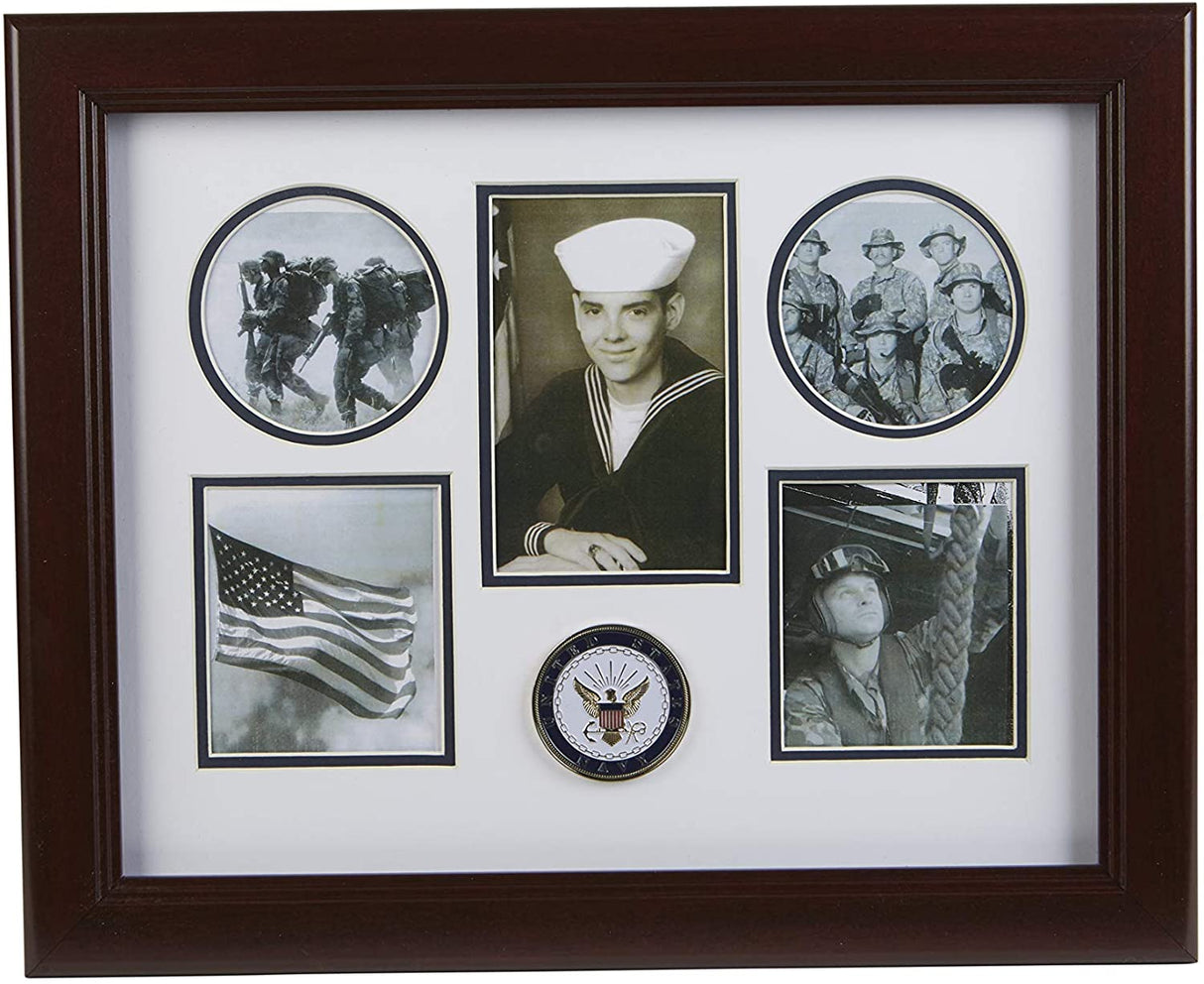 The Military Gift Store US Flag Store U.S. Navy Medallion 5 Picture Collage Frame.