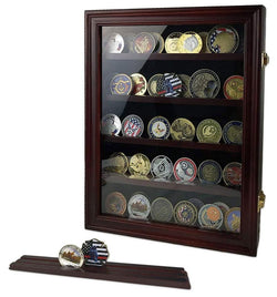 Collector Medal/Lapel Pin Display Case Holder Cabinet Shadow Box - Cherry